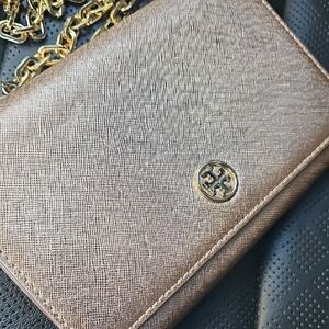Tory Burch Rose Gold Robinson Chain Wallet